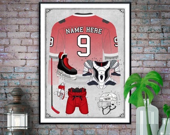 Custom Hockey Print, personalized gift, Playroom poster