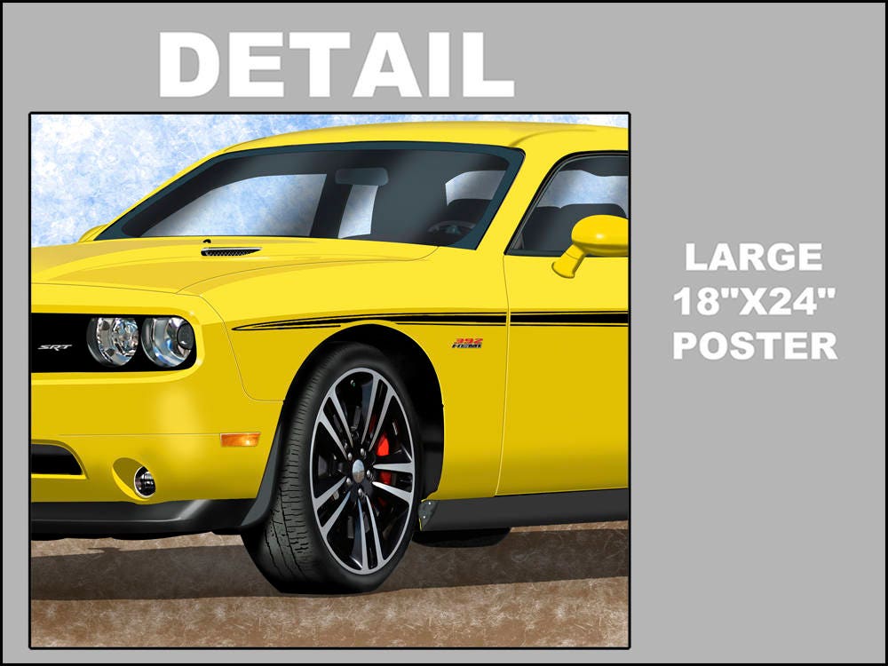 2012 Dodge Challenger SRT Yellow Jacket Art Print Muscle Car Art Mechanic Gift Hemi Garage Art Automotive Art Mopar Art Car Art Etsy Canada
