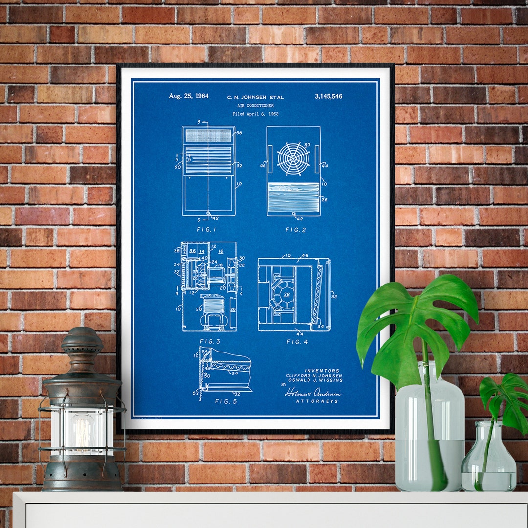 trane-air-conditioner-patent-print-industrial-decor-hvac-refrigeration-cooling-ac-ac