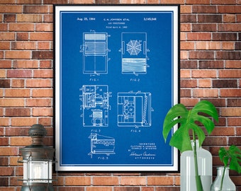 Trane Air Conditioner Patent Print, Industrial Decor, HVAC, Refrigeration, Cooling, AC, AC Technician Gift