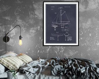 1901 Schoenhut Sail Boat Patent Print, Art nautique, Décor nautique, Cadeaux de navigation, Art de bateau, Décor de bateau, Art de la voile, Voile, Art du navire