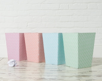 Recycled Pastel Graphic Geometric Waste Paper Bin - covered in beautiful hand made Cotton Paper