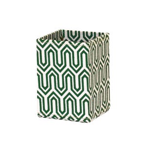 Recycled Tropical or Geometric Print Pen Pot covered in beautiful hand made Cotton Paper Bottle Green