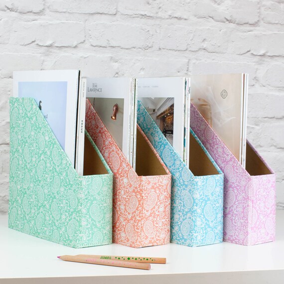 100 Recycled Pastel Paisley Magazine File Holder Covered in Etsy