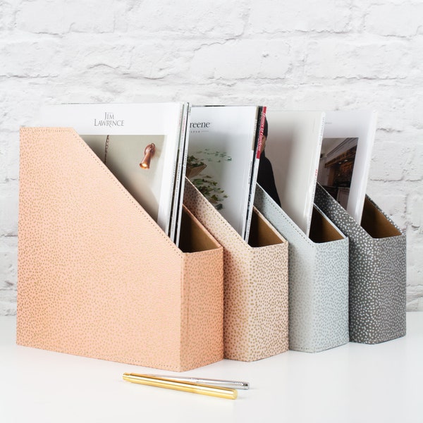 Recycled Starburst Dots Print Magazine File - covered in beautiful hand made Cotton Paper