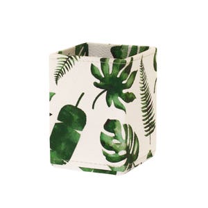 Recycled Tropical or Geometric Print Pen Pot covered in beautiful hand made Cotton Paper Tropical Leaf