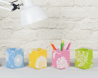 Recycled Silhouette Floral Pen Pot - covered in beautiful hand made Cotton Paper