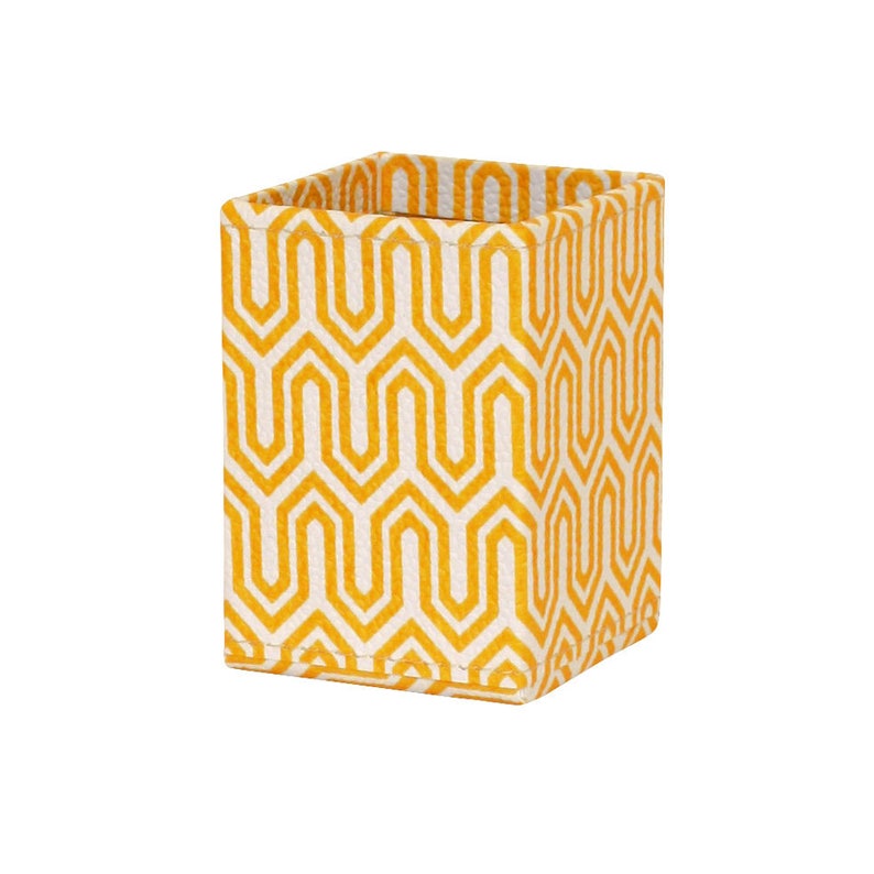 Recycled Geometric Print Pen Pot covered in beautiful hand made Cotton Paper image 3