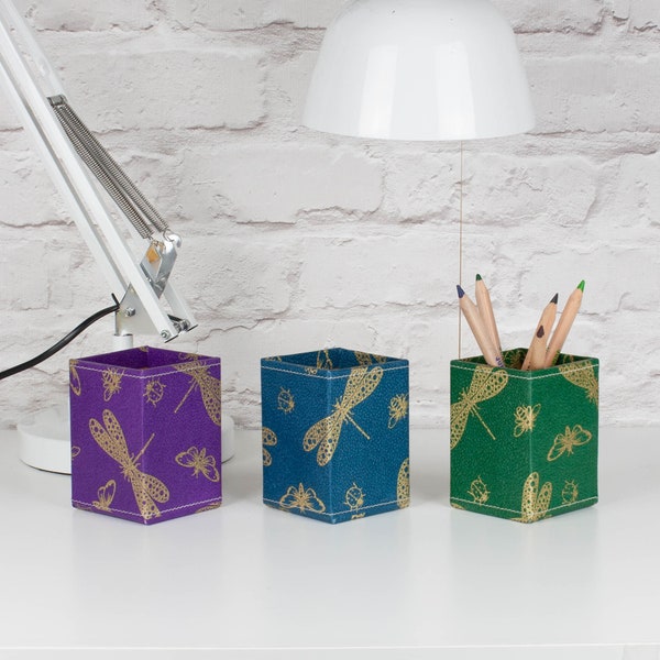 Recycled Moody Hues Insects Pen Pot - covered in beautiful hand made Cotton Paper