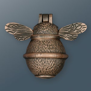 Bee Door Knocker for front door | Polished Solid Brass Copper Knockers Strike Plate | UPVC | Bumblebee Front Door Furniture Brass bee