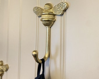 Unlacquered Brass Louie Style 2 Polished Brass Wall Coat and Hat Hook