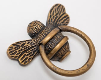 Solid Brass Bee Ring Drawer Pull | Cabinet Knob