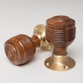 Set of 2 Georgian Rosewood Door Knobs | Satin Brass and Mortice Rim Lock Handles | Sold as Pair | Satin Door Knobs | Thumbturns & Latches