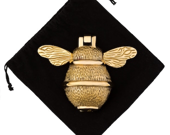 Bee Door Knocker for front door | Polished Solid Brass Gold Knockers Strike Plate | UPVC | Bumblebee Front Door Furniture Brass bee