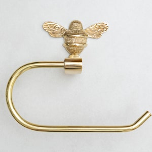 Porta rotolo di carta igienica a forma di ape in ottone - Supporto per WC, porta rotolo, anello per asciugamani, porta spazzolino - Porta carta igienica da bagno in ottone massiccio