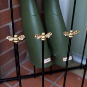 Brass bee Welly Stand | Black Iron Garden Storage boot rack | Welly Multipurpose Boot Rack Wellingtons Shoe Rack
