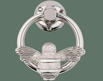 Bee Door Knocker for front door | Polished Solid Brass Bee Ring | Silver Nickel Knockers | UPVC Composite | Bumblebee Front Door Furniture