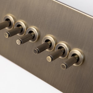 Antique Brass Light Switch | Toggle, Dimmer & Socket Collection 6 Gang 146x88mm