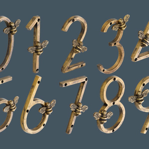 Elegant Brass Door Numbers | Brass Door Numbers | Replacement Door numbers | Heritage Door Numbers | Brass Door Hardware| Brass Room Numbers