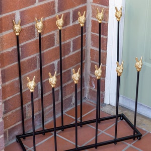 Brass bee Welly Stand Black Iron Garden Storage boot rack Welly Multipurpose Boot Rack Wellingtons Shoe Rack with hares image 7