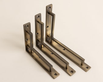 Soporte de estante Art Déco de latón macizo / Diseño de fundición pesada (se vende por separado)