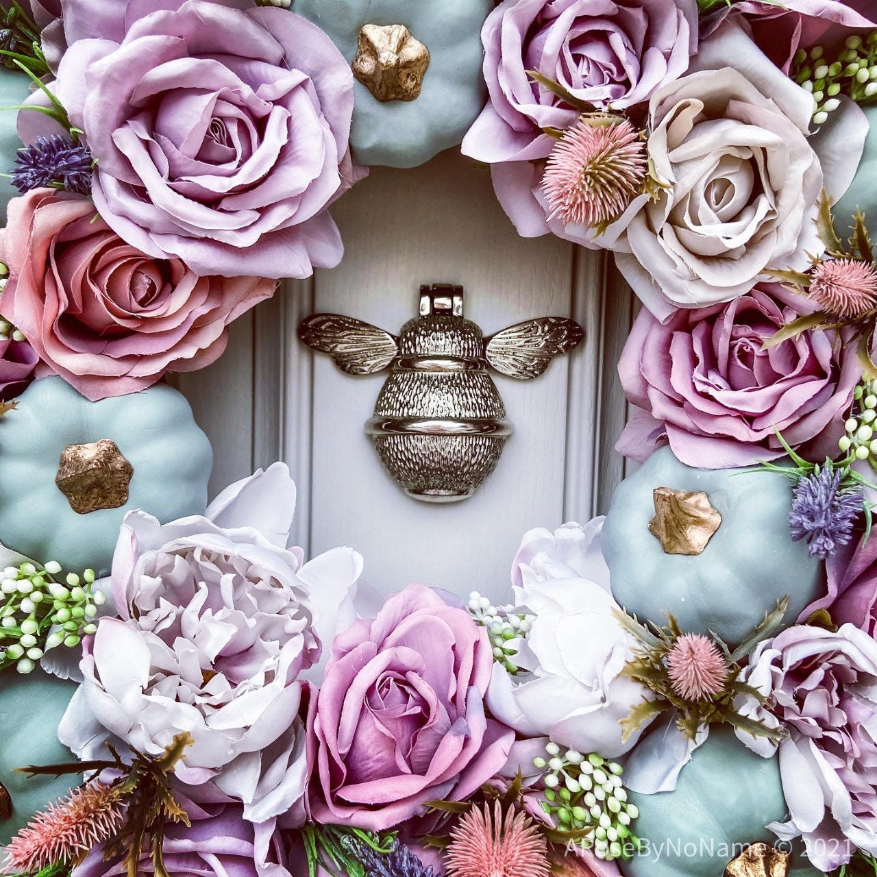 Brass Bee Door Knocker - Polished Silver Finish With Strike Plate For UPVC & Wood Doors