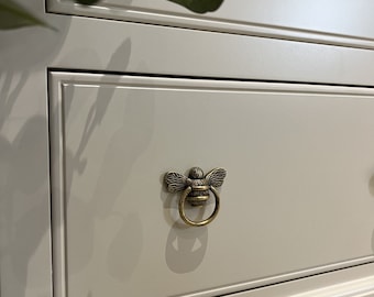 Maniglie per cassetti con anello a forma di ape, pomello per cassetto/maniglia per cassetto a forma di ape, in ottone massiccio, pomello per armadio a forma di ape/porte di armadi, armadi e cassettiere