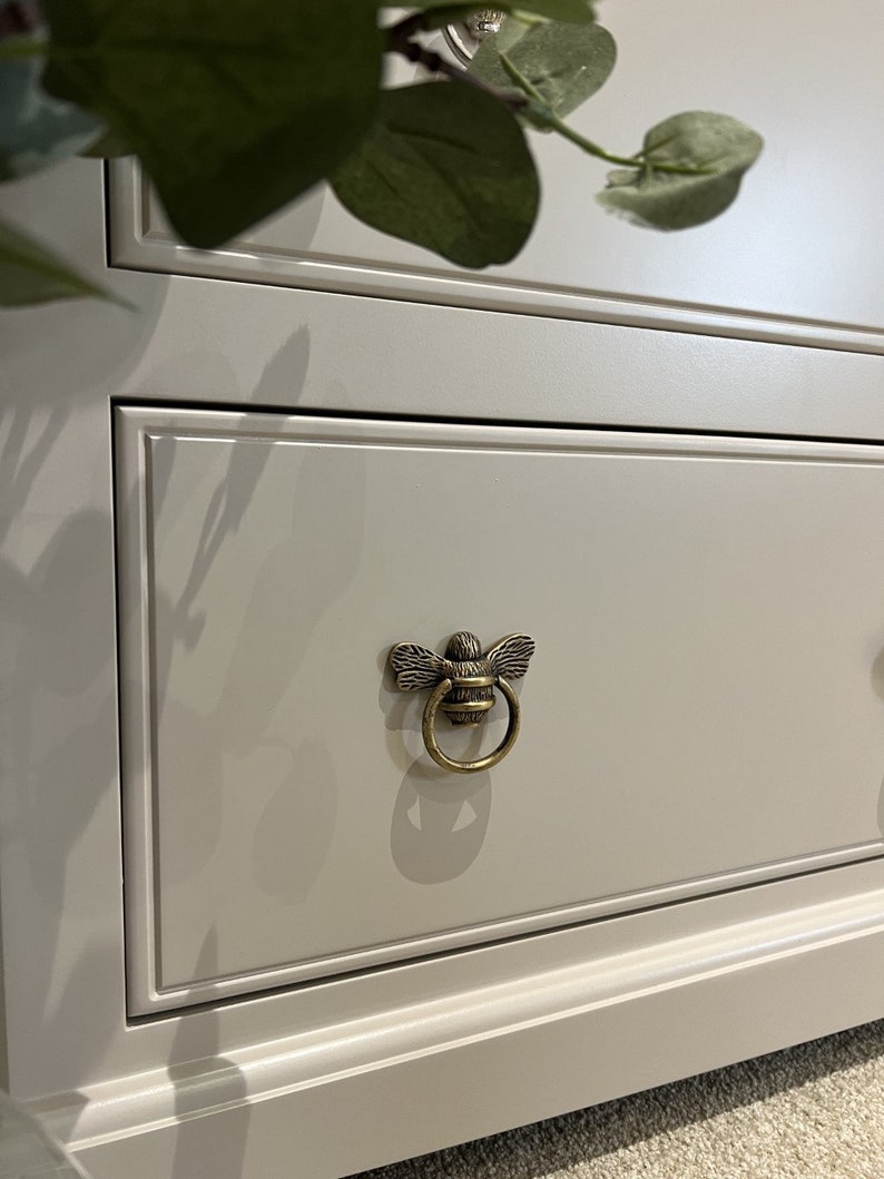 Bee Ring Drawer Pulls Drawer Knob Bee Drawer Handle Solid Brass Bee Cabinet knob Cupboards Doors Cabinets & Drawers wardrobe image 1