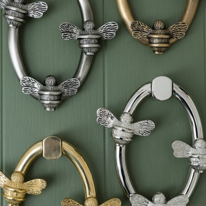 Solid Brass Nectar Bee Door Knockers - Premium Size Door Knocker - Bee Door Knocker for front door