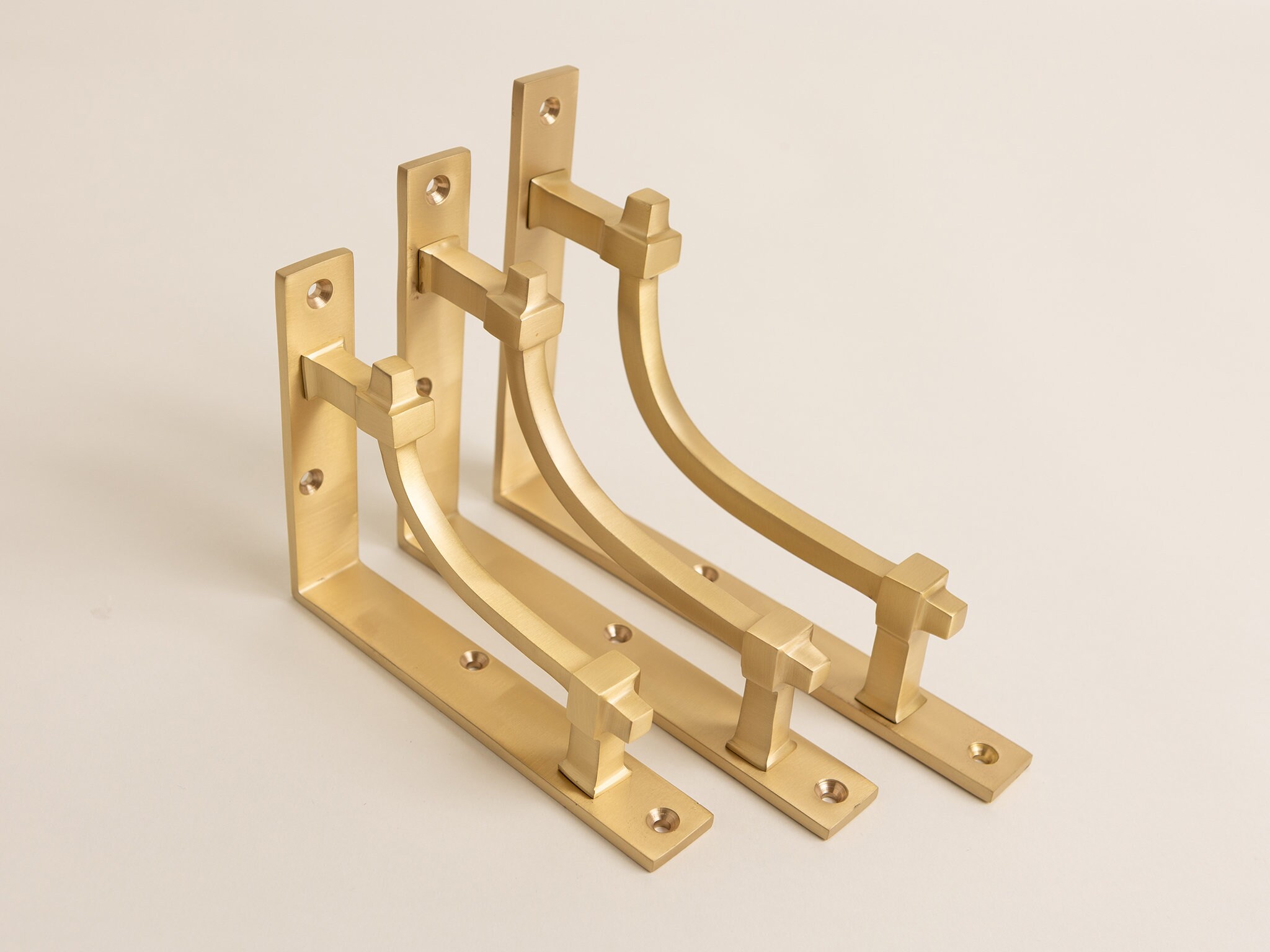 thumbnail image 2 of Antique Brass Vintage Style Solid Brass Shelf Brackets By Brass Bee 2 of 10