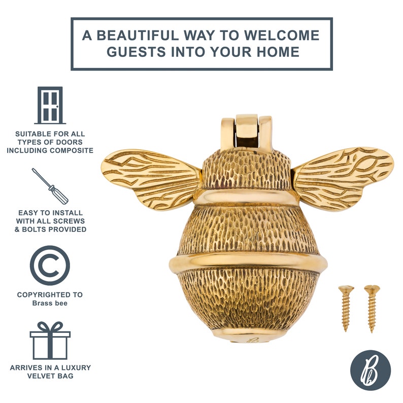 Bee door knocker by brass bee