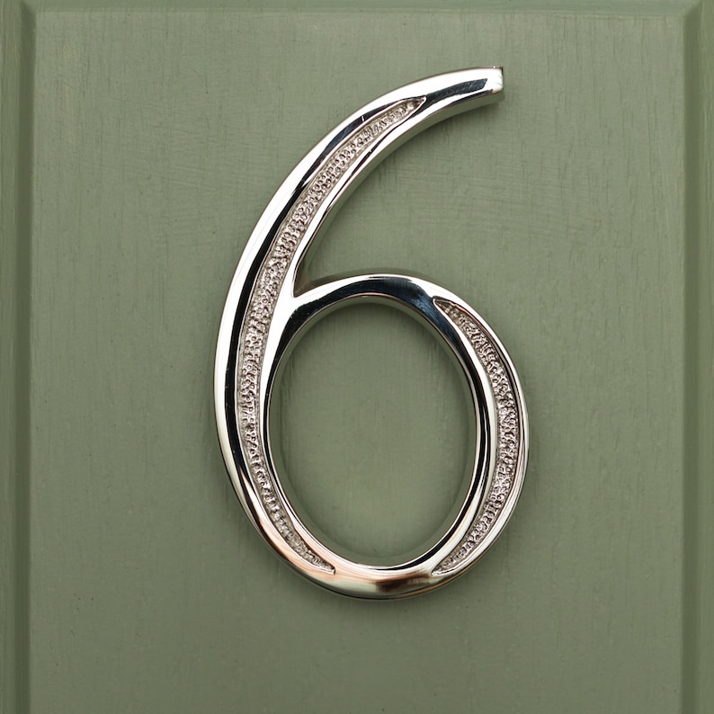 Modern Floating Brass House Numbers - Nickel Finish, Engraved - Etsy