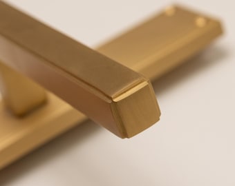 Solid Brass Art Deco Lever Handles - Satin Finish, Door Hardware