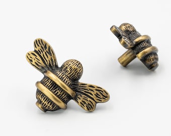 Solid Brass Bee Drawer Knob | Heritage Finish