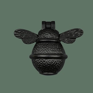 Bee Door Knocker for front door | Polished Solid Brass Black Knockers Strike Plate | UPVC | Bumblebee Front Door Furniture Brass bee
