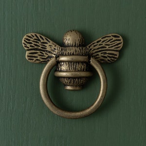 Bee Ring Drawer Pulls Drawer Knob Bee Drawer Handle Solid Brass Bee Cabinet knob Cupboards Doors Cabinets & Drawers wardrobe Heritage Brass