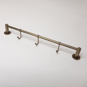 Solid Brass Kitchen Hook Rail | Utensil Hanging Rail | Wardrobe Clothing Rail | Heavy Duty Rail with 3 Hooks | Bathroom Towel Rail