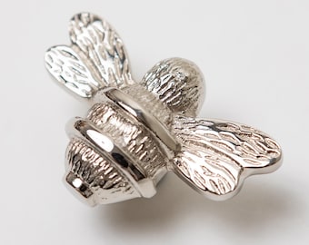Bouton de tiroir bourdon en chrome argenté | Manche abeille en laiton massif