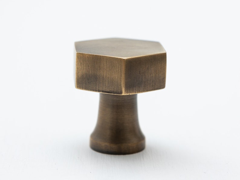 Solid Brass Hexagonal Knob | Modern Cabinet Pull - Etsy