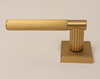 Solid Brass Straight Knurled Lever Handles - Satin Finish, Door Hardware