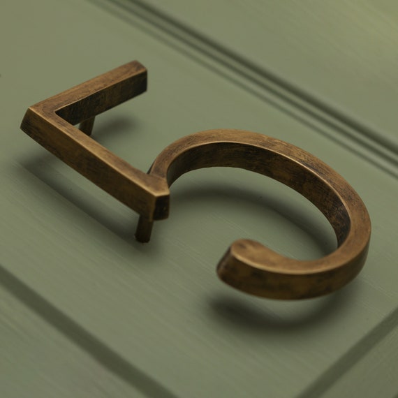 Premium Floating Plain House Numbers in Heritage Finish 0-9 Modern Brass Door Numbers Signage Plaque Street Home Address Numbers
