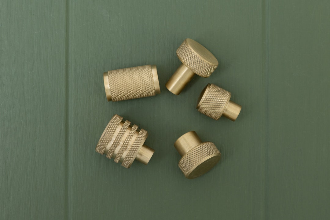 Solid Brass Knurled Pull Handles & Knobs Kitchen Handles Bedroom ...