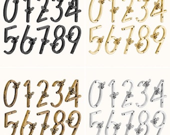 Brass Bee House Number, Modern Door Sign (5 inch)