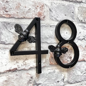 House Number Sign 5 inch (13 cm) Modern Brass Door Numbers Signage Plaque Street Home Address Numerals, Black Finish