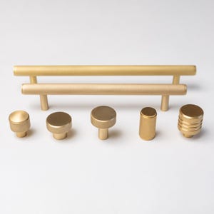 Solid Brass Knurled Pull Handles & Knobs | Kitchen handles | bedroom furniture - Satin Brass Cabinet pulls