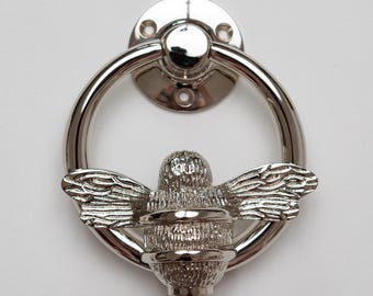 Nickel Bee Door Knocker | Solid Brass Bumblebee Ring