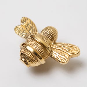 Solid Brass Bumble Bee Drawer Knob | Gold Cabinet Handle