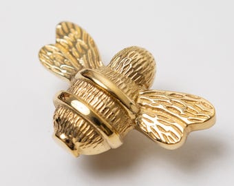 Solid Brass Bumble Bee Drawer Knob | Gold Cabinet Handle