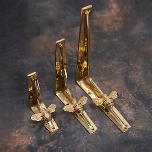 Solid Brass Bee Shelf Brackets | Heavy Duty Brackets | 3 Finishes (Sold Individually)