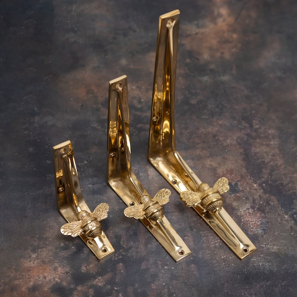 Solid Brass Bee Shelf Brackets | Heavy Duty Brackets | 3 Finishes (Sold Individually)